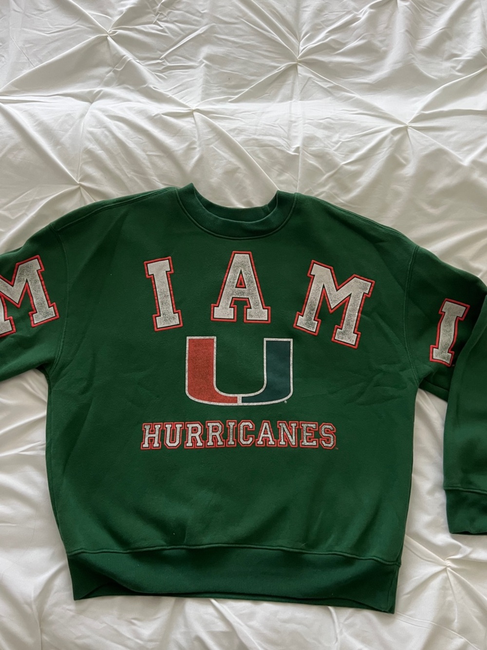 Hollister Green Miami Hurricanes Crewneck Sweatshirt